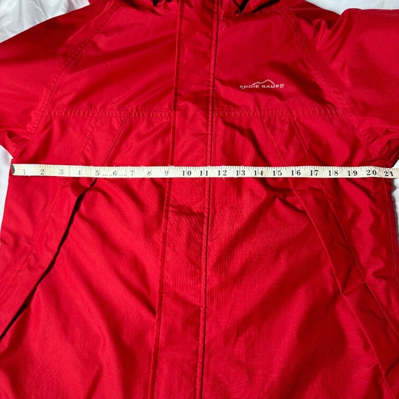 Eddie Bauer WeatherEdge Wind/Rain Zippered Red Jacket w/Snap Close Storm Flap - Picture 14 of 16